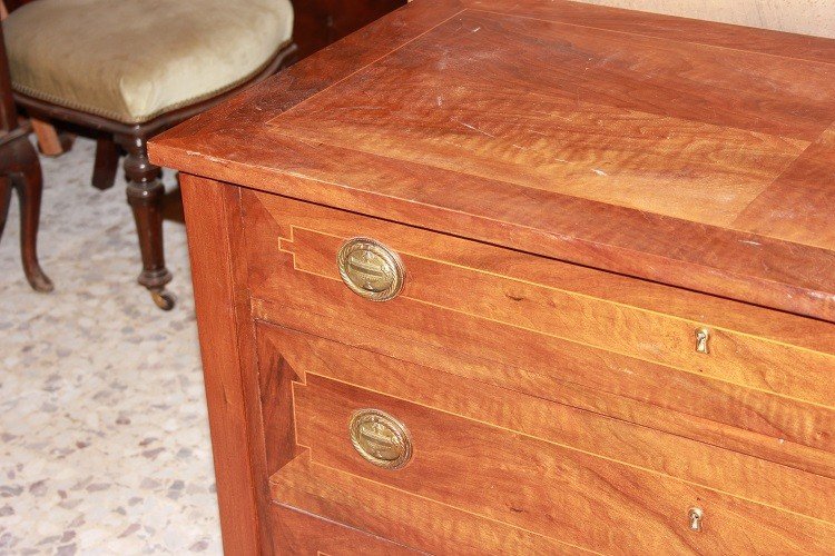 Petite Commode Française Du Début Du XIXe Siècle De Style Louis XVI-photo-4