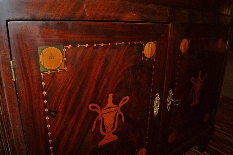 Late 1700s / Early 1800s Dutch Secretaire In Finely Inlaid Mahogany Feather.-photo-4