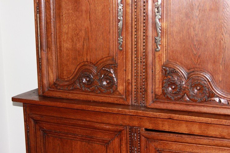 Late 1700s French Double-body Buffet In Normandy Style, Made Of Oak Wood-photo-1