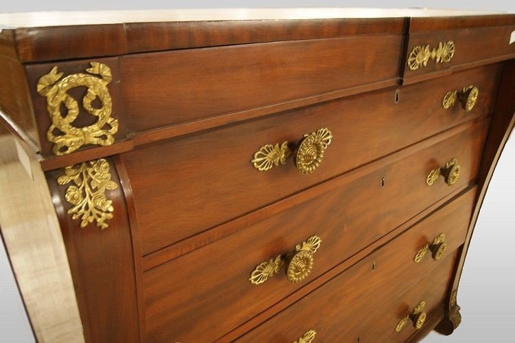 English Chest Of Drawers From The Mid-1800s, Empire Style, In Mahogany Wood-photo-4