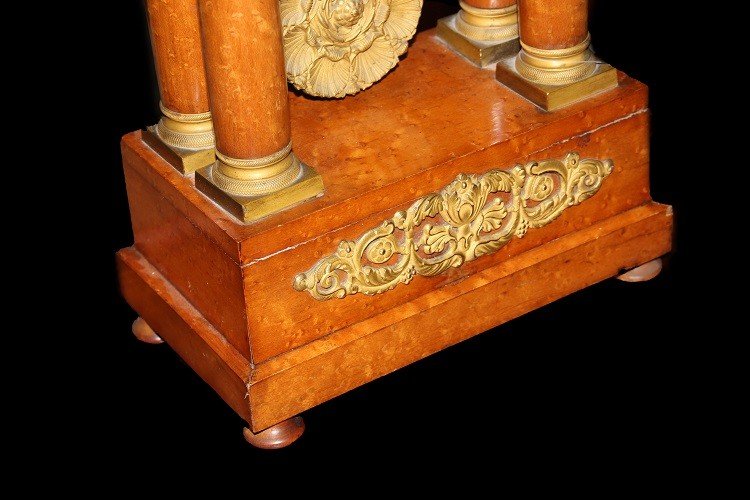 Beautiful French Clock From The Second Half Of The 19th Century, Empire Style, Made Of Elm Wood-photo-4