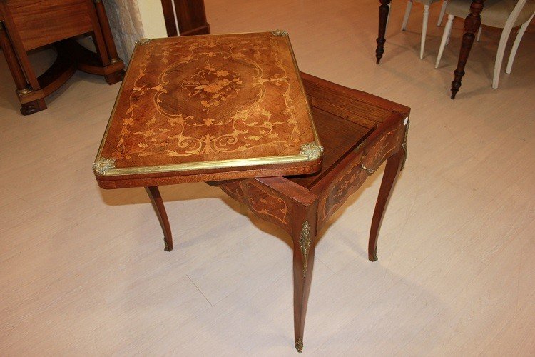  Charming French Game Table From The Second Half Of The 19th Century, Louis XV Style-photo-2