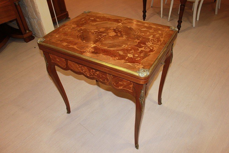  Charming French Game Table From The Second Half Of The 19th Century, Louis XV Style