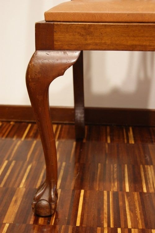 Group Of 2 English Head Chairs From The Early 1900s In Chippendale Style, Made Of Mahogany Wood-photo-1