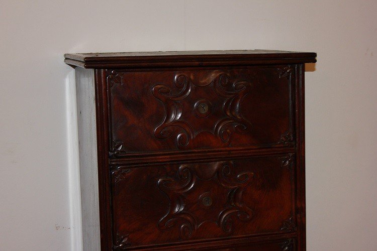 Petite Armoire meuble Murale De Style Louis-philippe Du Début Des Années 1800 En Bois d'Acajou-photo-2