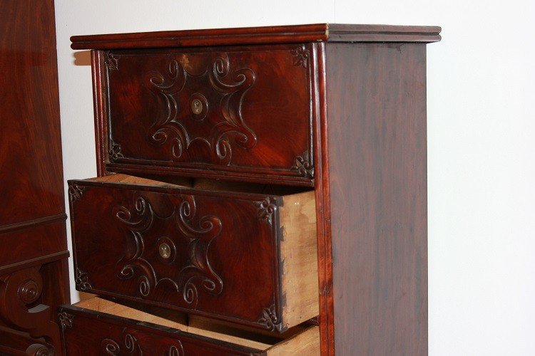 French Double-body Wall Cabinet From The First Half Of The 19th Century, Louis-philippe Style-photo-2