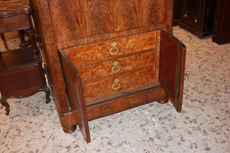 French Secretary From The Second Half Of The 19th Century, Empire Style, In Mahogany -photo-6