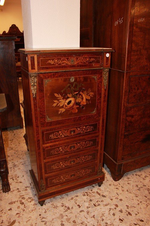 French Secretary From The Second Half Of The 1800s, Louis XVI Style, Made Of Male Wood 