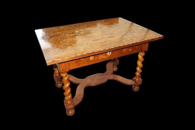 Rectangular Coffee Table, Dutch From The Late 1700s, In Walnut. It Has 1 Drawer Under The Top-photo-2