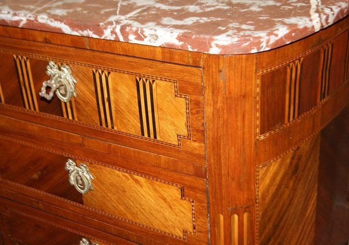 French Chest Of Drawers From The Second Half Of The 1800s, Louis XVI Style, In Kingwood-photo-3