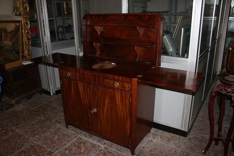  Dutch Sideboard From The Late 1700s To Early 1800s, Louis XVI Style, In Mahogany Wood -photo-2