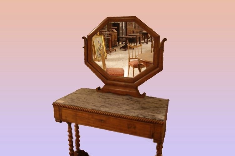 French Dressing Table From The First Half Of The 19th Century, Charles X Style, In Mahogany -photo-2