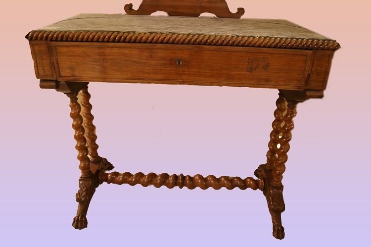 French Dressing Table From The First Half Of The 19th Century, Charles X Style, In Mahogany -photo-3