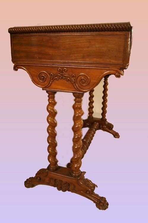 French Dressing Table From The First Half Of The 19th Century, Charles X Style, In Mahogany -photo-4