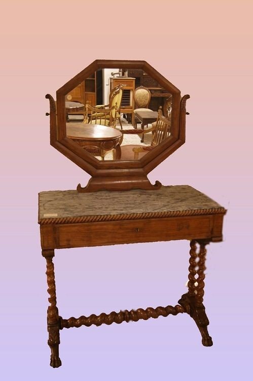 French Dressing Table From The First Half Of The 19th Century, Charles X Style, In Mahogany 