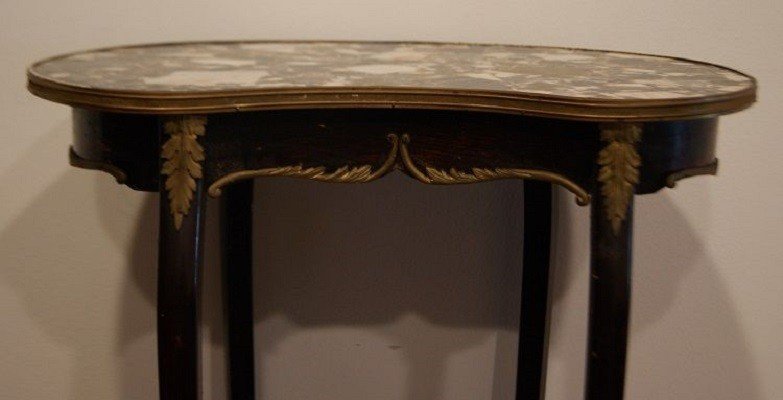 Table Basse En Haricot Avec Plateau En Marbre Du 19e Siècle, De Style Louis XV-photo-1