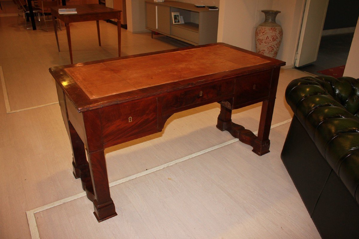 Bureau Français De Style Directoire Du XIXe Siècle En Bois d'Acajou Et En Plume d'Acajou-photo-4