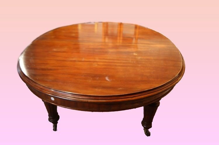 Large Extendable Oval Table (375cm), English From The Second Half Of The 1800s, Victorian Style-photo-2