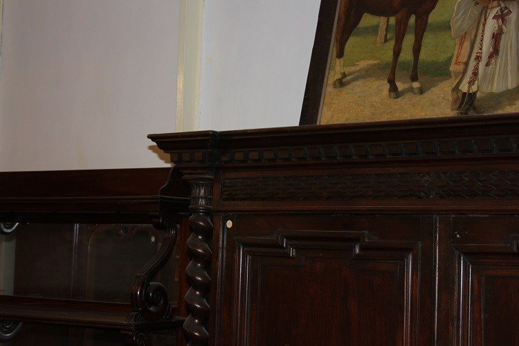 Large Italian Sideboard From The Second Half Of The 1800s, Renaissance Style, In Walnut Wood-photo-2