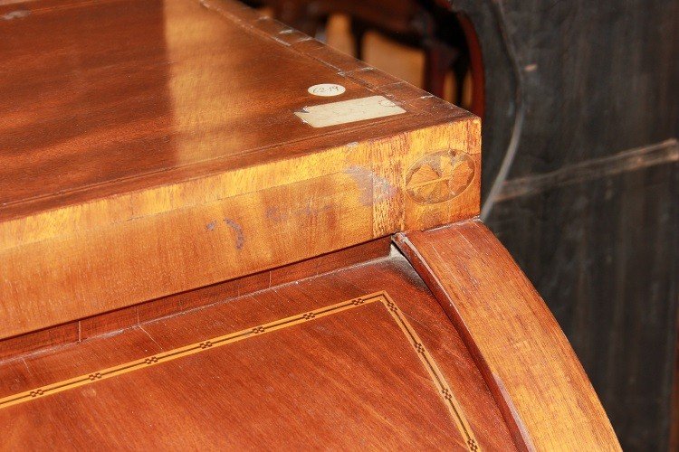 Austrian Roll-top Desk From The Mid-1800s, Louis XVI Style, In Mahogany Wood And Mahogany-photo-3