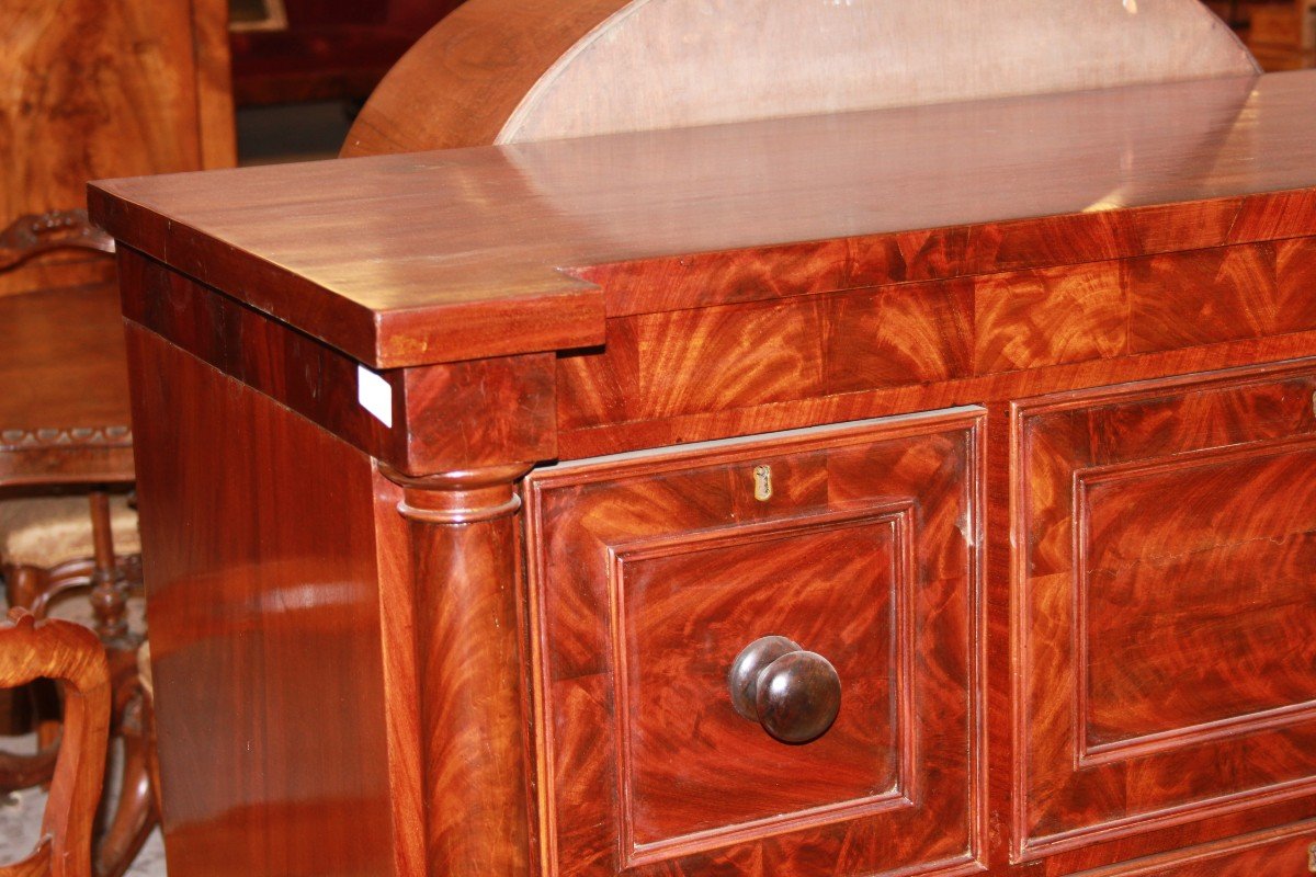 Large English Chest Of Drawers From The Mid-1800s, Regency Style, In Mahogany And Mahogany -photo-3