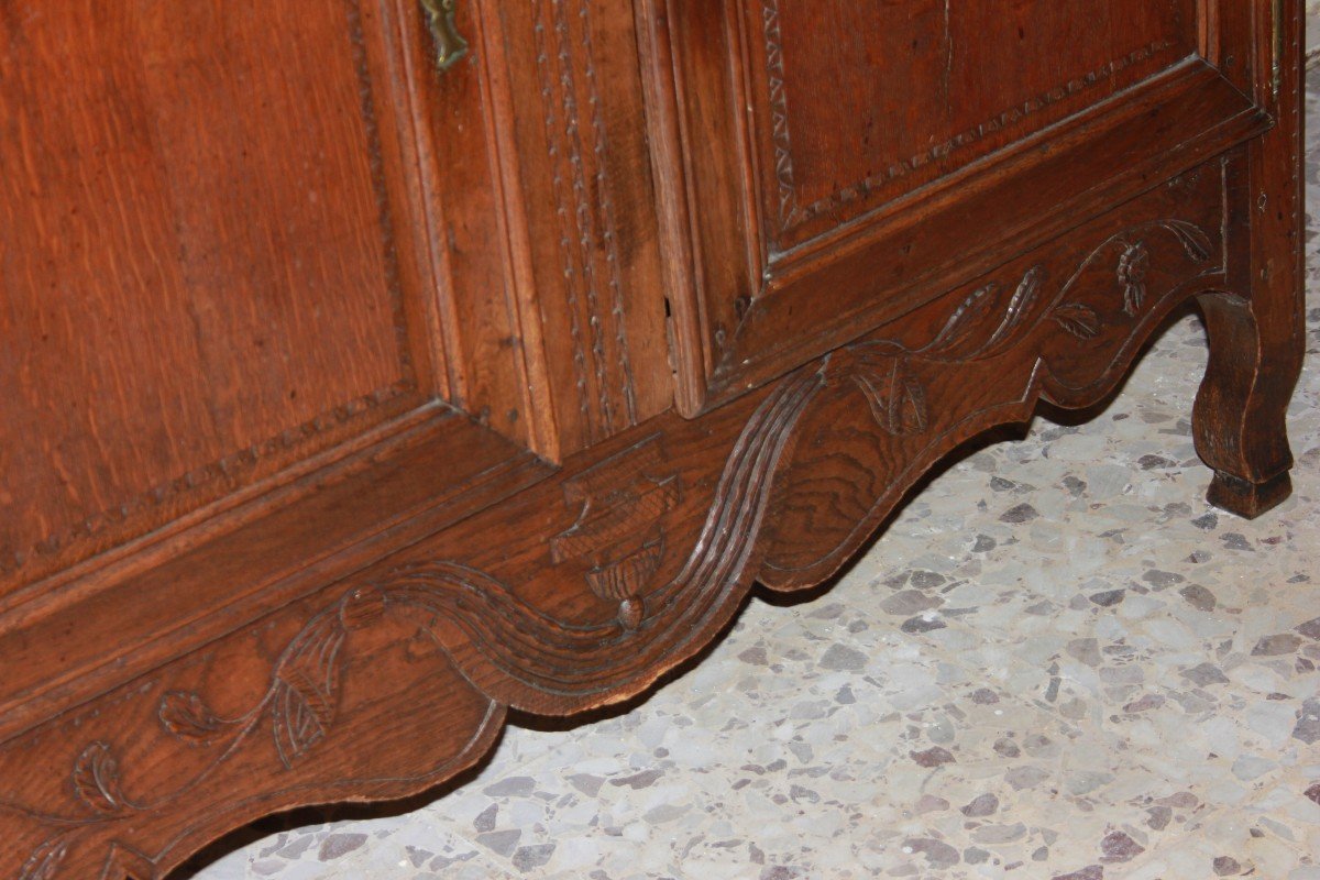 French 2-door Wardrobe From The Late 1700s, Normandie Style, In Oak Wood. It Features Doors And-photo-4