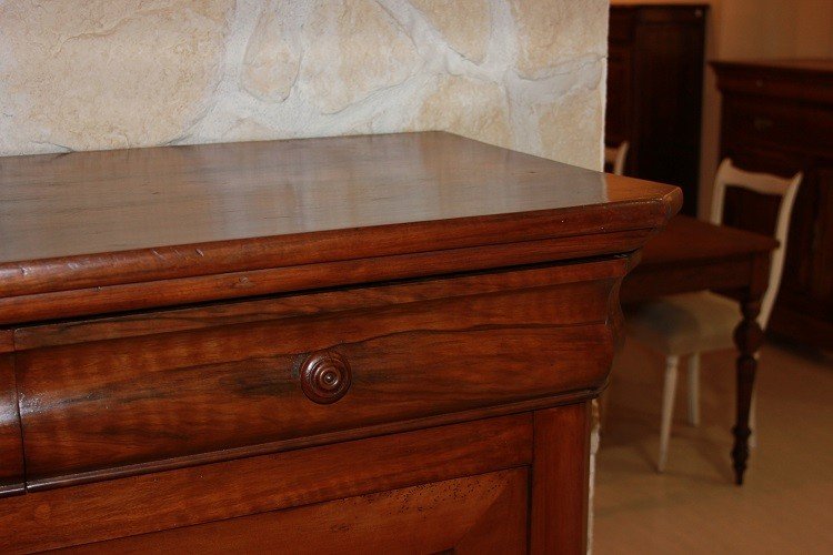 Large 19th-century Louis Philippe Sideboard In Walnut Wood-photo-4