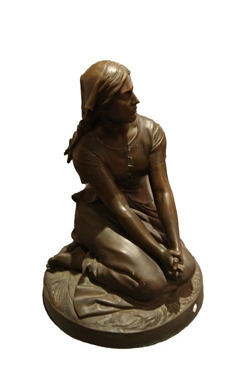 French Bronze Sculpture From The Mid-1800s Of Joan Of Arc By Famous Sculptor Henri Chapu-photo-2