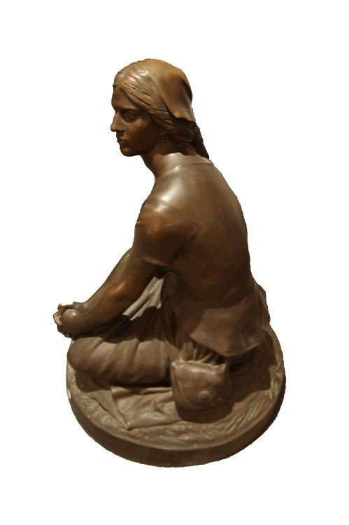 French Bronze Sculpture From The Mid-1800s Of Joan Of Arc By Famous Sculptor Henri Chapu-photo-3