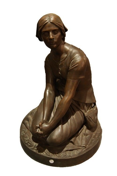 French Bronze Sculpture From The Mid-1800s Of Joan Of Arc By Famous Sculptor Henri Chapu