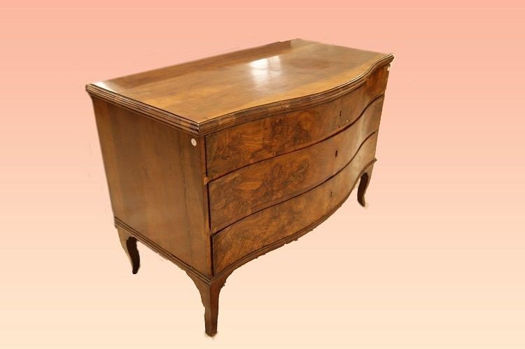Venetian Chest Of Drawers From The First Half Of The 1700s, Louis XV Style, In Walnut And Heath-photo-2