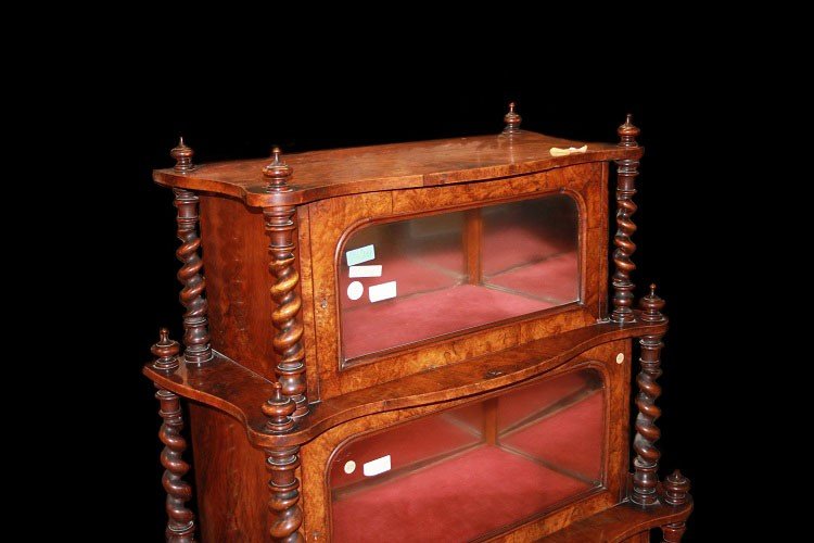 Small English Cabinet From The First Half Of The 1800s, Georgian Style, In Walnut And Walnut-photo-2