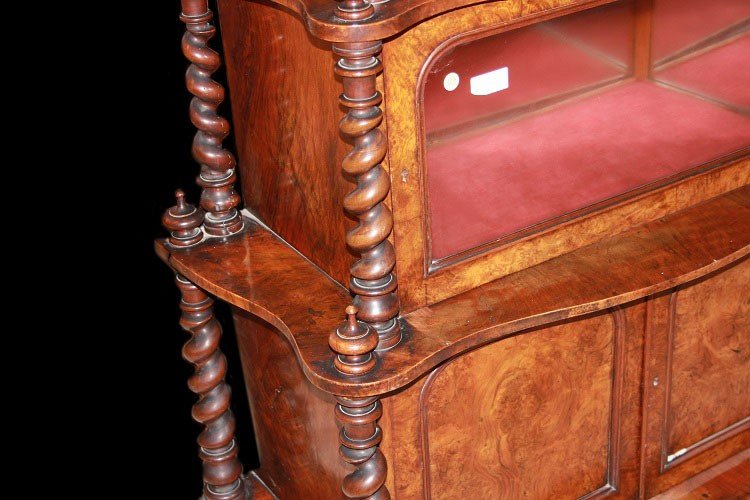 Small English Cabinet From The First Half Of The 1800s, Georgian Style, In Walnut And Walnut-photo-3