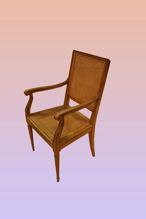 Groupe De 6 Chaises fauteuils Paillées De Style Louis XVI Datant Du 19e Siècle-photo-2