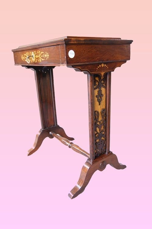 French Coffee Table From The First Half Of The 19th Century, Charles X Style, In Rosewood-photo-2