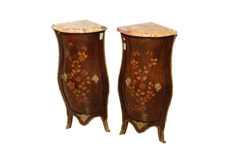  Pair Of French Corner Cabinets From The First Half Of The 1800s, Louis XV Style