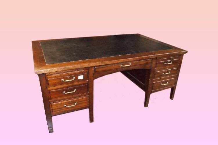 Italian Partners Desk From The Early 1900s In Mahogany Wood