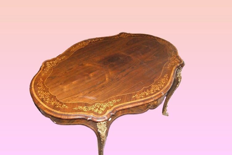  French Coffee Table Of Fine Craftsmanship From The First Half Of The 1800s, Carlo X Style