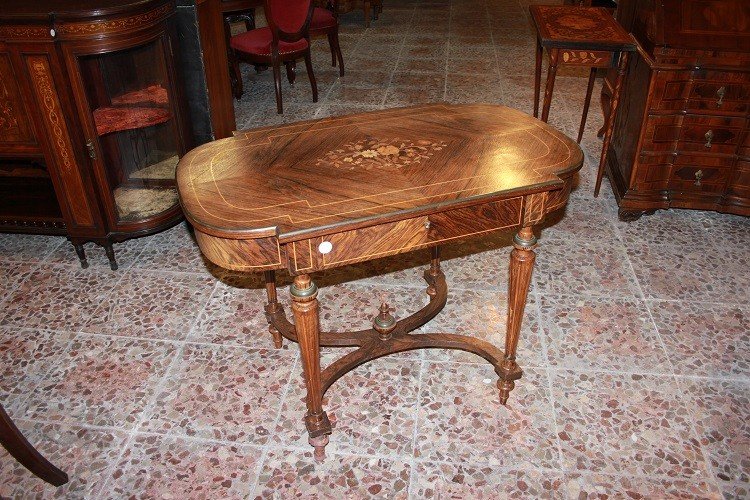 Center Coffee Table, French Writing Desk From The Second Half Of The 19th Century, Louis XVI-photo-2