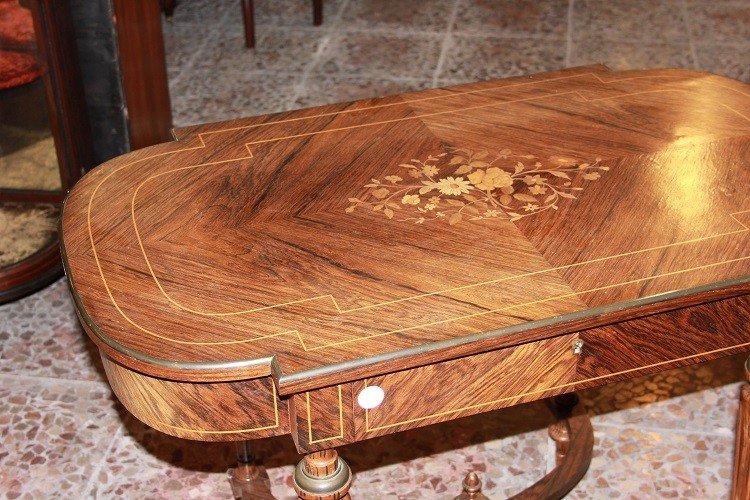 Center Coffee Table, French Writing Desk From The Second Half Of The 19th Century, Louis XVI-photo-3