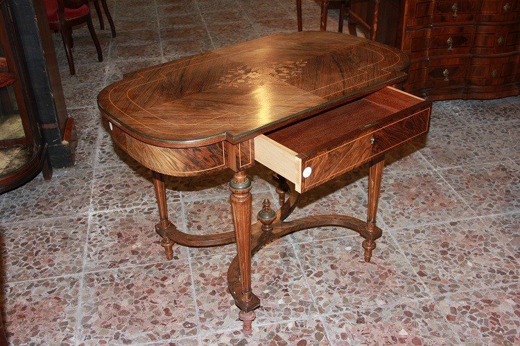 Center Coffee Table, French Writing Desk From The Second Half Of The 19th Century, Louis XVI-photo-3