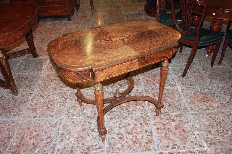 Center Coffee Table, French Writing Desk From The Second Half Of The 19th Century, Louis XVI-photo-5