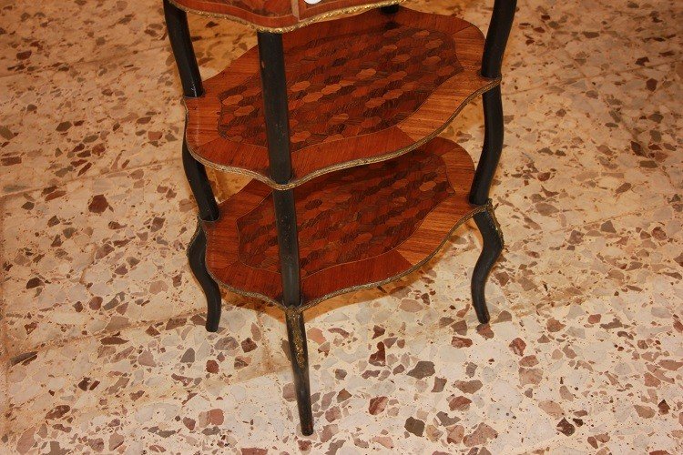 Petite table étagère De Style Français Louis XV En Bois De Rose Du XIXe Siècle-photo-3