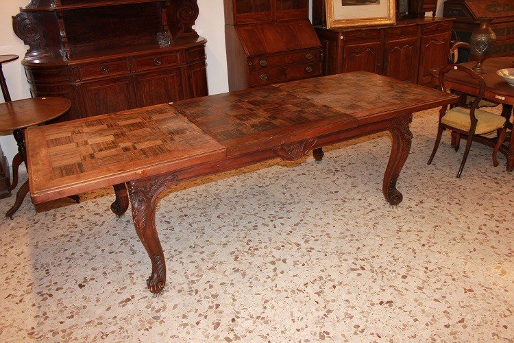 Large Extendable Rectangular Provencal Table In Walnut Wood From The 1800s-photo-4