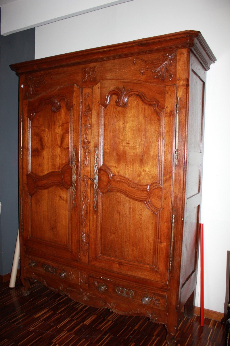 Armoire Bretonne Française De La Fin Des Années 1700 En Bois De Chêne-photo-1