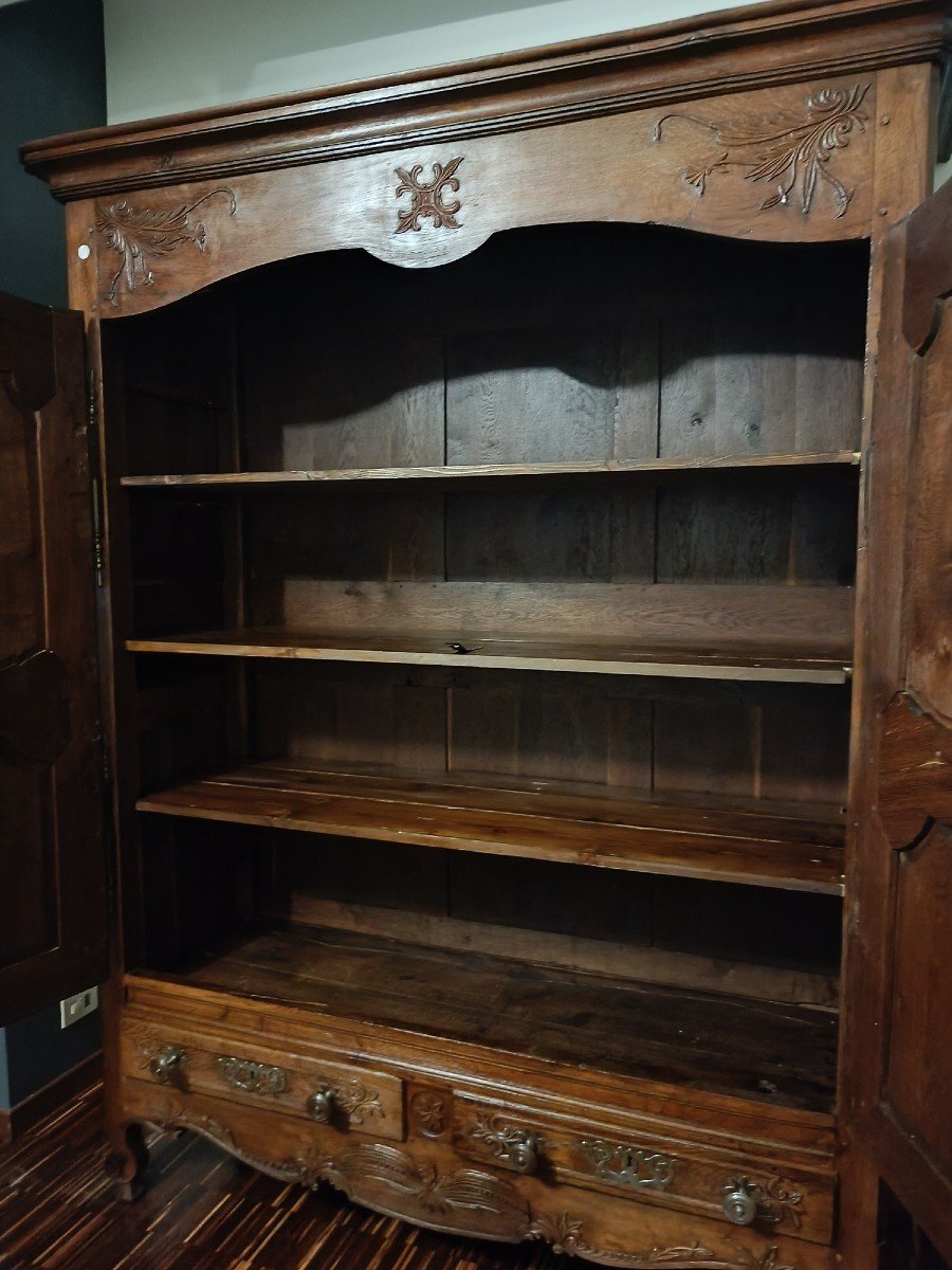 Armoire Bretonne Française De La Fin Des Années 1700 En Bois De Chêne-photo-2