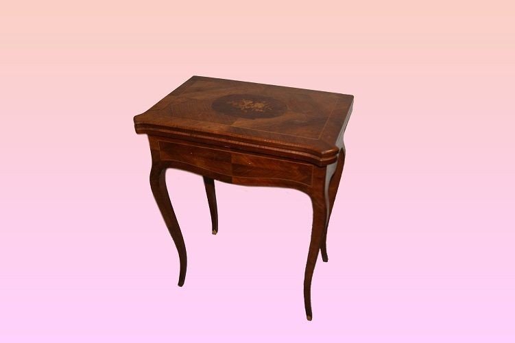 Small French Gaming Table From The Second Half Of The 1800s, Louis XV Style, In Rosewood 
