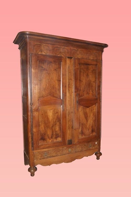 French Wardrobe From The Second Half Of The 18th Century, Louis Philippe Style, In Walnut Wood