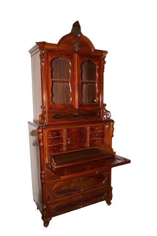 French Writing Desk From The Second Half Of The 1800s, In Louis XV Style, Made Of Walnut Wood-photo-2