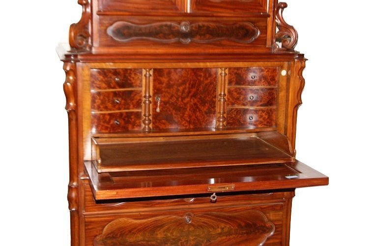 French Writing Desk From The Second Half Of The 1800s, In Louis XV Style, Made Of Walnut Wood-photo-3